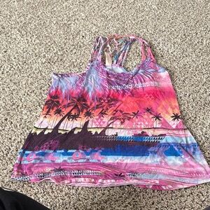 No Boundaries Pink and Purple Tie-Dye Racerback Tank Top